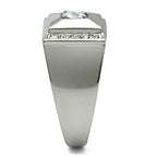 Jewellery Kingdom Mens Cz 2 Carat Stainless Steel Signet Pinky Chunky Stamped Silver Ring - Jewelry Rings - British D'sire