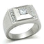 Jewellery Kingdom Mens Cz 2 Carat Stainless Steel Signet Pinky Chunky Stamped Silver Ring - Jewelry Rings - British D'sire