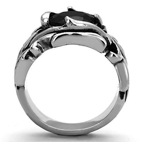 Jewellery Kingdom Mens CZ Oval Stainless Steel 11mm Signet Pinky Chunky Jet Ring (Black) - Jewelry Rings - British D'sire