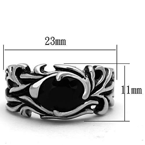 Jewellery Kingdom Mens CZ Oval Stainless Steel 11mm Signet Pinky Chunky Jet Ring (Black) - Jewelry Rings - British D'sire