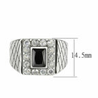 Jewellery Kingdom Mens Cz Signet Cubic Zirconia Pinky Stainless Steel Jet Emerald Ring (Silver) - Jewelry Rings - British D'sire