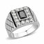 Jewellery Kingdom Mens Cz Signet Cubic Zirconia Pinky Stainless Steel Jet Emerald Ring (Silver) - Jewelry Rings - British D'sire