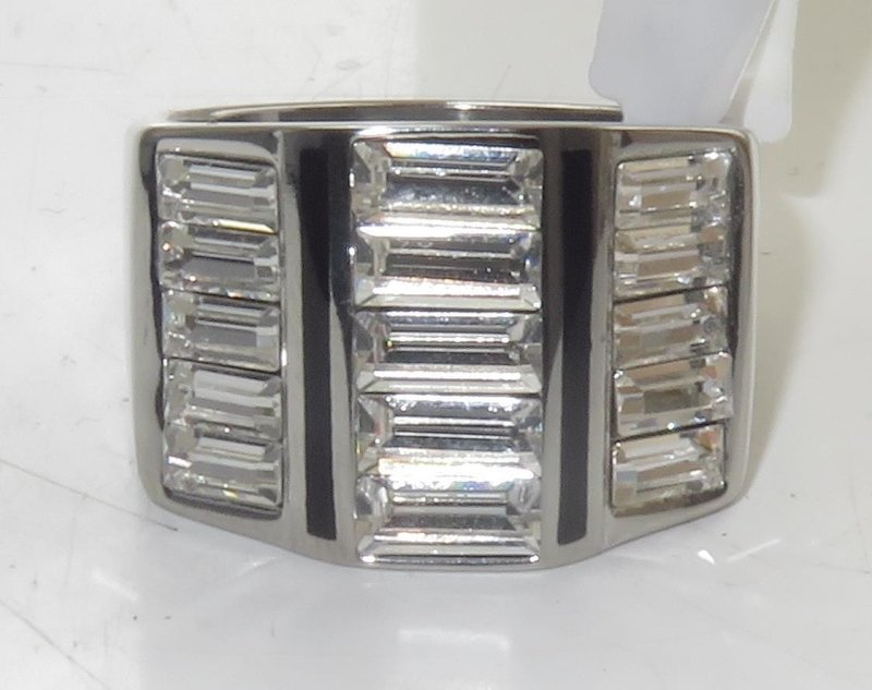 Jewellery Kingdom Mens Cz Signet Emerald Cut Stainless Steel Super Sparkling Ring (Silver) - Jewelry Rings - British D'sire Main image