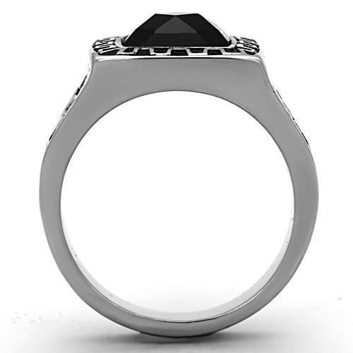 Jewellery Kingdom Mens Cz Signet Pinky Jet Stainless Steel Greek Key 4ct Mans Ring (Black) - Jewelry Rings - British D'sire Main image
