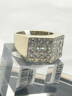 Jewellery Kingdom Mens Cz Signet Pinky Princess Cut Square 18kt Ring (Gold) - Jewelry Rings - British D'sire