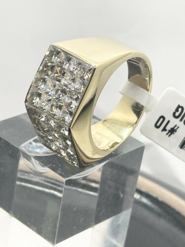Jewellery Kingdom Mens Cz Signet Pinky Princess Cut Square 18kt Ring (Gold) - Jewelry Rings - British D'sire