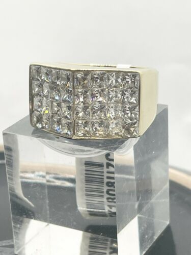 Jewellery Kingdom Mens Cz Signet Pinky Princess Cut Square 18kt Ring (Gold) - Jewelry Rings - British D'sire