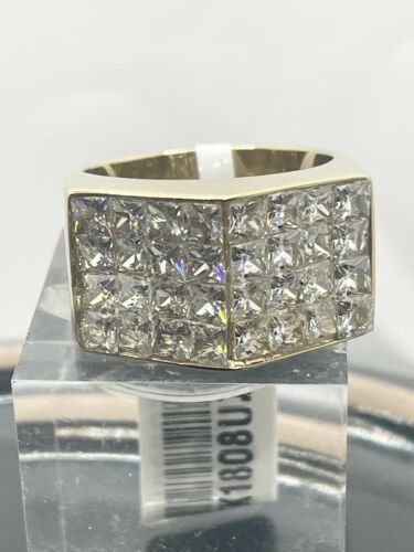 Jewellery Kingdom Mens Cz Signet Pinky Princess Cut Square 18kt Ring (Gold) - Jewelry Rings - British D'sire