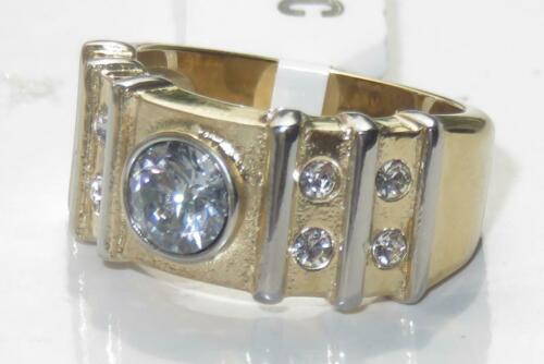 Jewellery Kingdom Mens Cz Signet Pinky Steel Bezel Studded Quality Gold Ring - Jewelry Rings - British D'sire