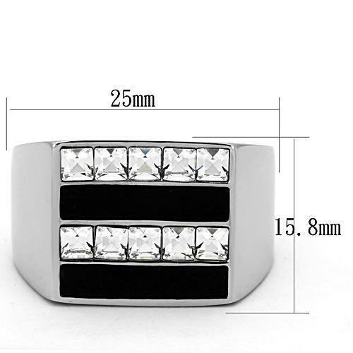 Jewellery Kingdom Mens CZ Signet Square Princess Cut Stainless Steel All Sizes Ring (Black) Secondary image