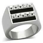 Jewellery Kingdom Mens Cz Signet Square Princess Cut Stainless Steel All Sizes Ring (Black) - Jewelry Rings - British D'sire