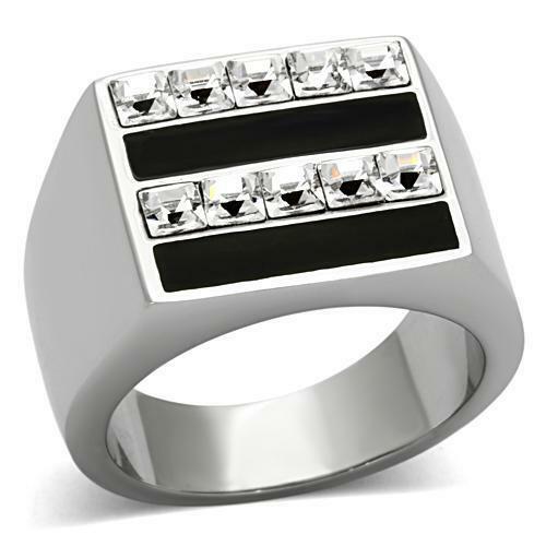 Jewellery Kingdom Mens Cz Signet Square Princess Cut Stainless Steel All Sizes Ring (Black) - Jewelry Rings - British D'sire