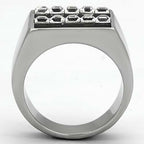 Jewellery Kingdom Mens Cz Signet Square Princess Cut Stainless Steel All Sizes Ring (Black) - Jewelry Rings - British D'sire