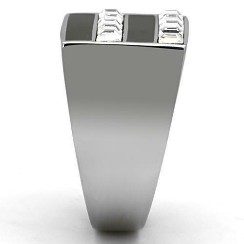 Jewellery Kingdom Mens Cz Signet Square Princess Cut Stainless Steel All Sizes Ring (Black) - Jewelry Rings - British D'sire