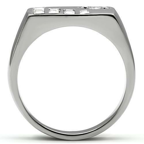 Jewellery Kingdom Mens Cz Silver Signet Stainless Steel Princess Cut Star Setting Ring Secondary image