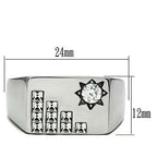 Jewellery Kingdom Mens Cz Silver Signet Stainless Steel Princess Cut Star Setting Ring - Jewelry Rings - British D'sire
