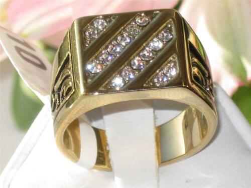 Jewellery Kingdom Mens Cz Square Signet 18kt Steel Signet Pinky Mans Classic Ring (Gold) Secondary image