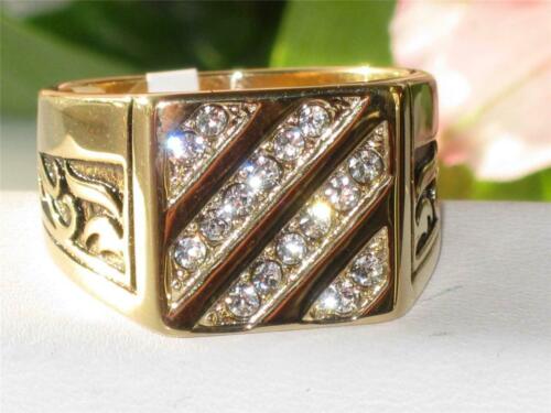 Jewellery Kingdom Mens Cz Square Signet 18kt Steel Signet Pinky Mans Classic Ring (Gold) - Jewelry Rings - British D'sire