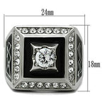 Jewellery Kingdom Mens Cz Square Signet Stainless Steel Silver Classy Mans Ring (Black) - Jewelry Rings - British D'sire