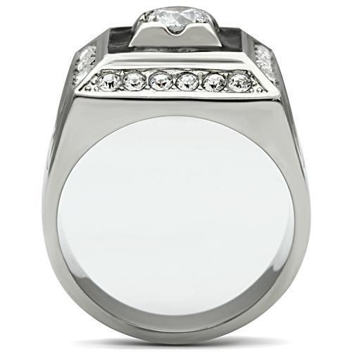 Jewellery Kingdom Mens Cz Square Signet Stainless Steel Silver Classy Mans Ring (Black) - Jewelry Rings - British D'sire
