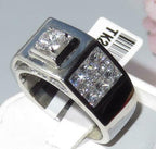 Jewellery Kingdom Mens Cz Stainless Steel Princess Cut Solitaire Pinky Signet Ring (Silver) - Jewelry Rings - British D'sire