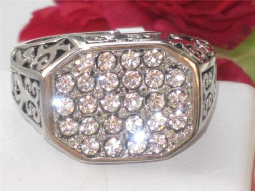 Jewellery Kingdom Mens Cz Stainless Steel Signet 26 Stone Ring (Silver) - Jewelry Rings - British D'sire