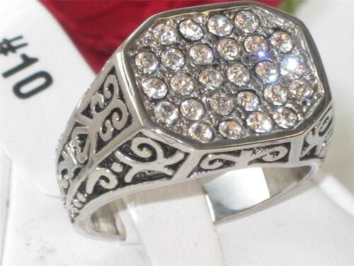 Jewellery Kingdom Mens Cz Stainless Steel Signet 26 Stone Ring (Silver) - Jewelry Rings - British D'sire Main image