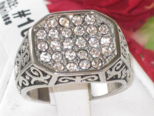 Jewellery Kingdom Mens Cz Stainless Steel Signet 26 Stone Ring (Silver) - Jewelry Rings - British D'sire