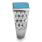 Jewellery Kingdom Mens Cz Stainless Steel Signet Pinky Blue Turquoise Ring - Jewelry Rings - British D'sire