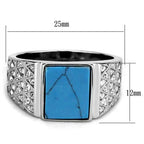 Jewellery Kingdom Mens Cz Stainless Steel Signet Pinky Blue Turquoise Ring - Jewelry Rings - British D'sire