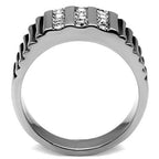 Jewellery Kingdom Mens Cz Stainless Steel Signet Pinky Channel Set Clear Stamped Ring (Silver) - Jewelry Rings - British D'sire