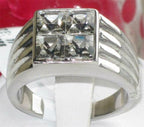 Jewellery Kingdom Mens Cz Stainless Steel Signet Pinky Square Princess Cut Silver Ring - Jewelry Rings - British D'sire
