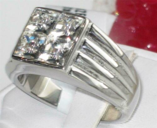 Jewellery Kingdom Mens Cz Stainless Steel Signet Pinky Square Princess Cut Silver Ring - Jewelry Rings - British D'sire