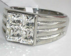Jewellery Kingdom Mens Cz Stainless Steel Signet Pinky Square Princess Cut Silver Ring - Jewelry Rings - British D'sire