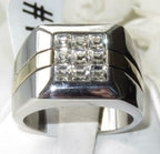 Jewellery Kingdom Mens Cz Two Tone Gold Stainless Steel Pinky Princess Cut Square Signet Ring - Mens Fine Jewellery - British D'sire