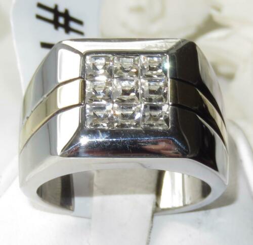 Jewellery Kingdom Mens Cz Two Tone Gold Stainless Steel Pinky Princess Cut Square Signet Ring - Mens Fine Jewellery - British D'sire