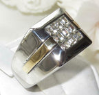 Jewellery Kingdom Mens Cz Two Tone Gold Stainless Steel Pinky Princess Cut Square Signet Ring - Mens Fine Jewellery - British D'sire