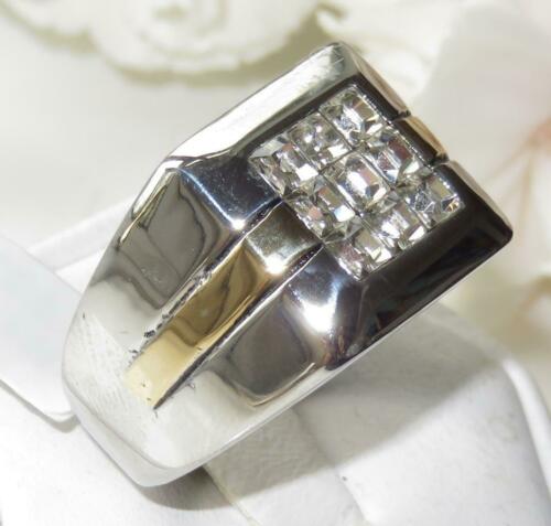 Jewellery Kingdom Mens Cz Two Tone Gold Stainless Steel Pinky Princess Cut Square Signet Ring - Mens Fine Jewellery - British D'sire