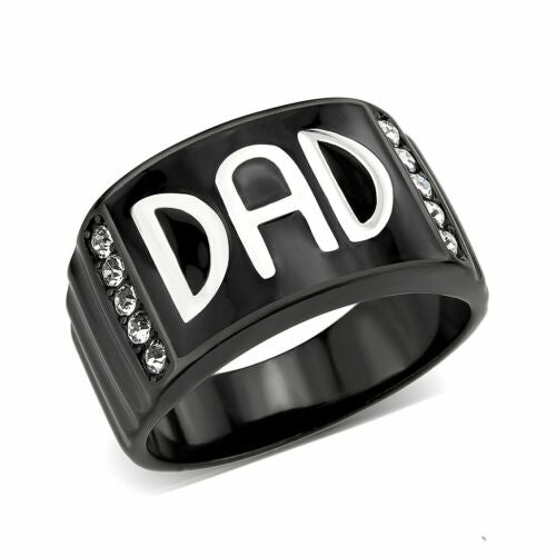 Jewellery Kingdom Mens Dad Cubic Zirconia Signet Pinky Band Stainless Steel Ring (Black) - Jewelry Rings - British D'sire Main image