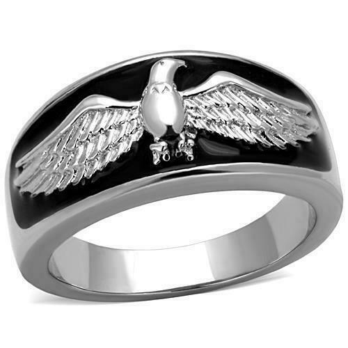 Jewellery Kingdom Mens Eagle 11mm Comfort Signet Pinky Thumb Band Stainless Steel Ring - Jewelry Rings - British D'sire Main image