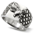 Jewellery Kingdom Mens Eagle Ring Signet Pinky Silver Stainless Steel No Stone No Tarnish - Jewelry Rings - British D'sire