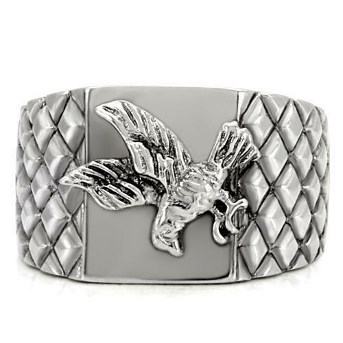 Jewellery Kingdom Mens Eagle Ring Signet Pinky Silver Stainless Steel No Stone No Tarnish - Jewelry Rings - British D'sire