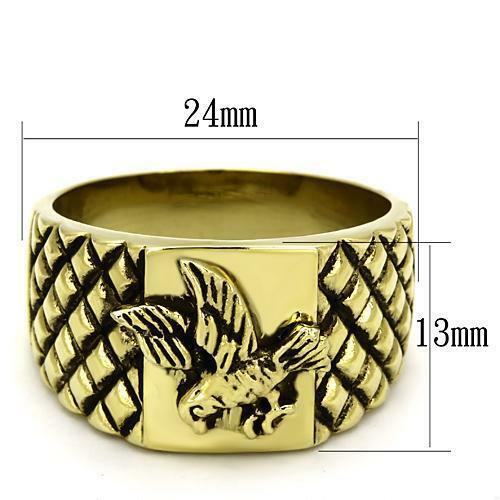 Jewellery Kingdom Mens Eagle Signet No Stone Steel Pinky Steel Ring (Gold) Secondary image