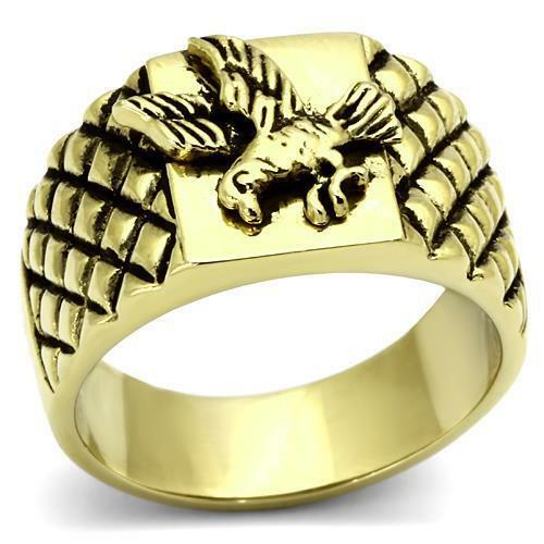 Jewellery Kingdom Mens Eagle Signet No Stone Steel Pinky Steel Ring (Gold) - Jewelry Rings - British D'sire Main image