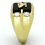 Jewellery Kingdom Mens Eagle Signet Onyx Steel 18kt Cubic Zirconia All Sizes Ring (Gold) - Jewelry Rings - British D'sire
