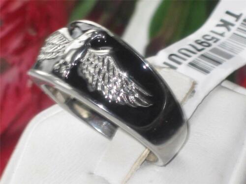 Jewellery Kingdom Mens Eagle Signet Stainless Steel Thumb Band Pinky Ring (Black) Secondary image