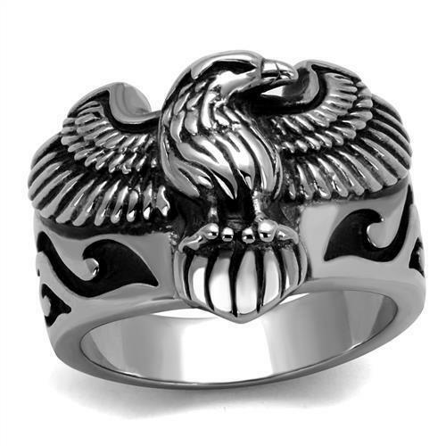 Jewellery Kingdom Mens Eagle Stainless Steel No Stone Biker Goth Signet Pinky Ring - Jewelry Rings - British D'sire Main image