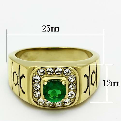 Jewellery Kingdom Mens Emerald 1 Carat Cz Geen Signet Pinky Steel Gold Ring - Jewelry Rings - British D'sire
