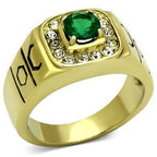 Jewellery Kingdom Mens Emerald 1 Carat Cz Geen Signet Pinky Steel Gold Ring - Jewelry Rings - British D'sire