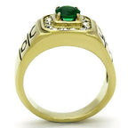 Jewellery Kingdom Mens Emerald 1 Carat Cz Geen Signet Pinky Steel Gold Ring - Jewelry Rings - British D'sire